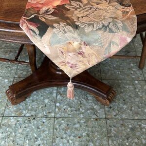 56” Jacquard Floral Table Runner with Tassel